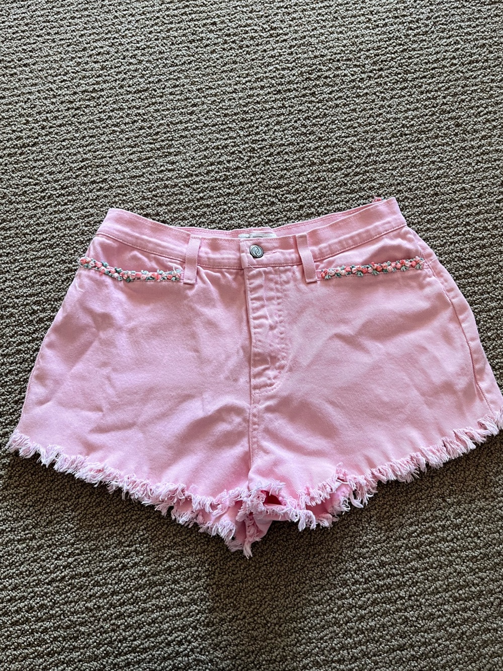 Vintage Pink Embroidered Shorts